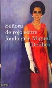 SEÑORA DE ROJO SOBRE FONDO GRIS